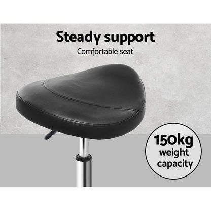 Artiss Saddle Salon Stool Black PU Swivel Barber Hair Dress Chair Hydraulic Lift ShopFrenzy