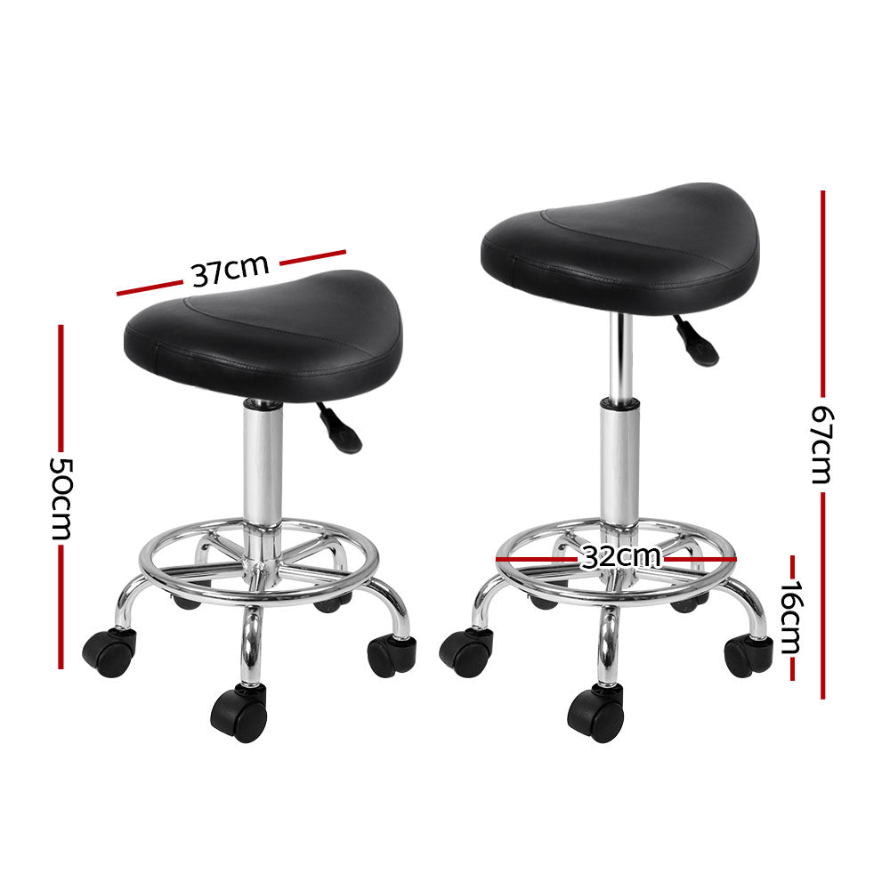 Artiss Saddle Salon Stool Black PU Swivel Barber Hair Dress Chair Hydraulic Lift ShopFrenzy