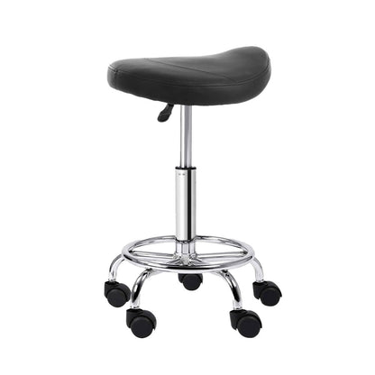 Artiss Saddle Salon Stool Black PU Swivel Barber Hair Dress Chair Hydraulic Lift ShopFrenzy