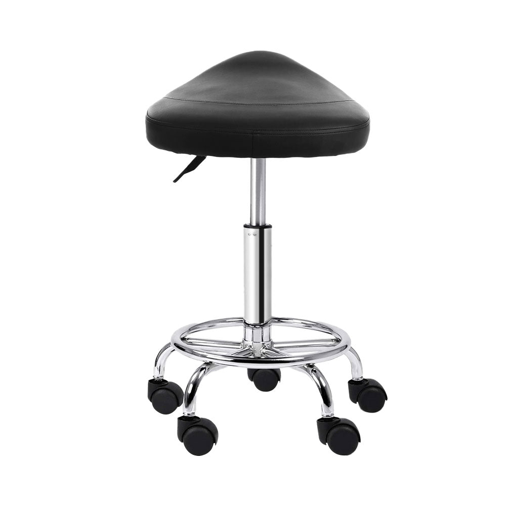 Artiss Saddle Salon Stool Black PU Swivel Barber Hair Dress Chair Hydraulic Lift ShopFrenzy