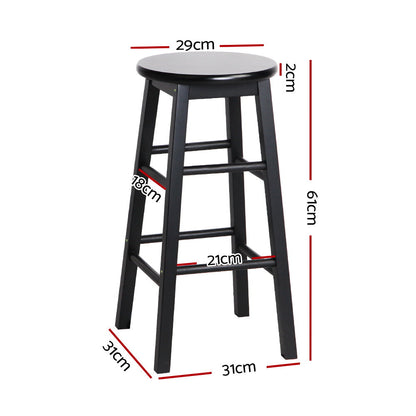 Artiss Set of 2 Beech Wood Backless Bar Stools - Black ShopFrenzy