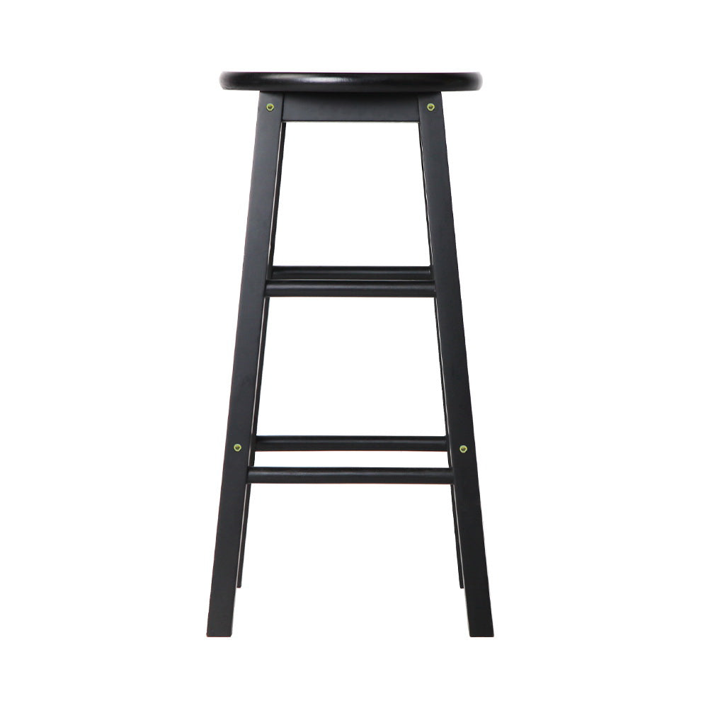 Artiss Set of 2 Beech Wood Backless Bar Stools - Black ShopFrenzy