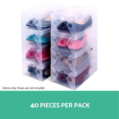 Artiss Set of 40 Clear Shoe Box Transparent Foldable Shoe Storage Stackable Case ShopFrenzy