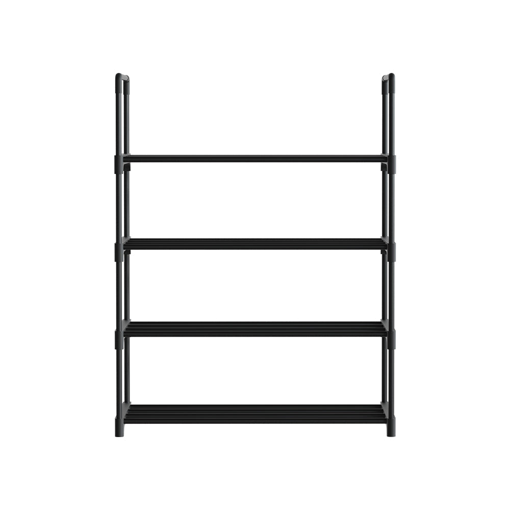 Artiss Shoe Rack Stackable Shelves 4 Tiers 55cm Shoes Storage Stand Black ShopFrenzy