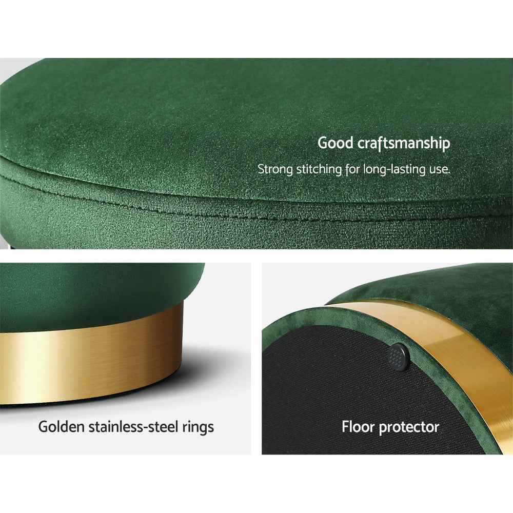 Artiss Storage Ottoman Foot Stool Round Velvet Foot Rest Pouffe Footstool Green ShopFrenzy