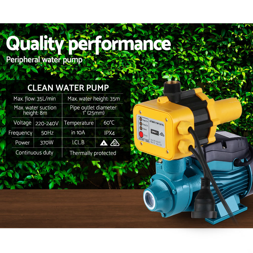 Auto Peripheral Water Pump Clean Electric Garden Farm Rain Tank Irrigation QB60 Yellow ShopFrenzy