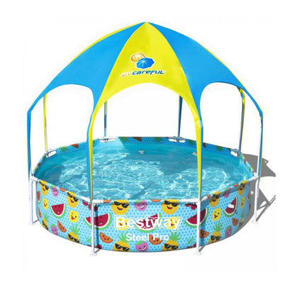 Bestway 2.38 x 1.5m Kids Above Ground Pool & UV Protected Canopy 1688 Litre ShopFrenzy