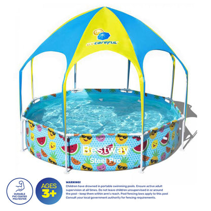 Bestway 2.38 x 1.5m Kids Above Ground Pool & UV Protected Canopy 1688 Litre ShopFrenzy