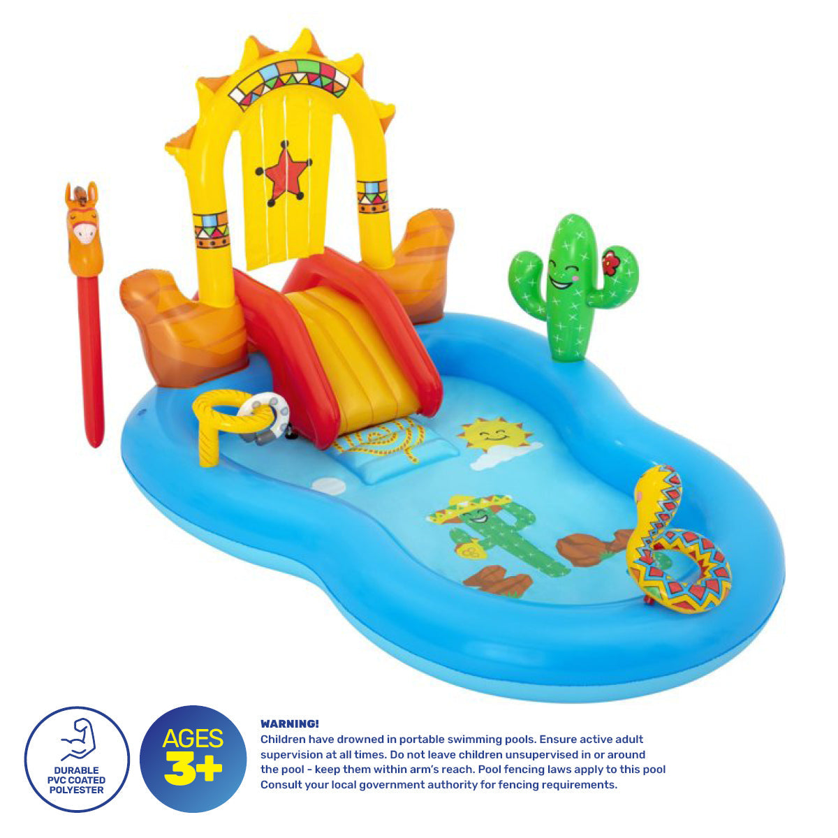 Bestway 2.6 x 1.8m Inflatable Wild West Water Fun Park Pool With Slide 278L ShopFrenzy