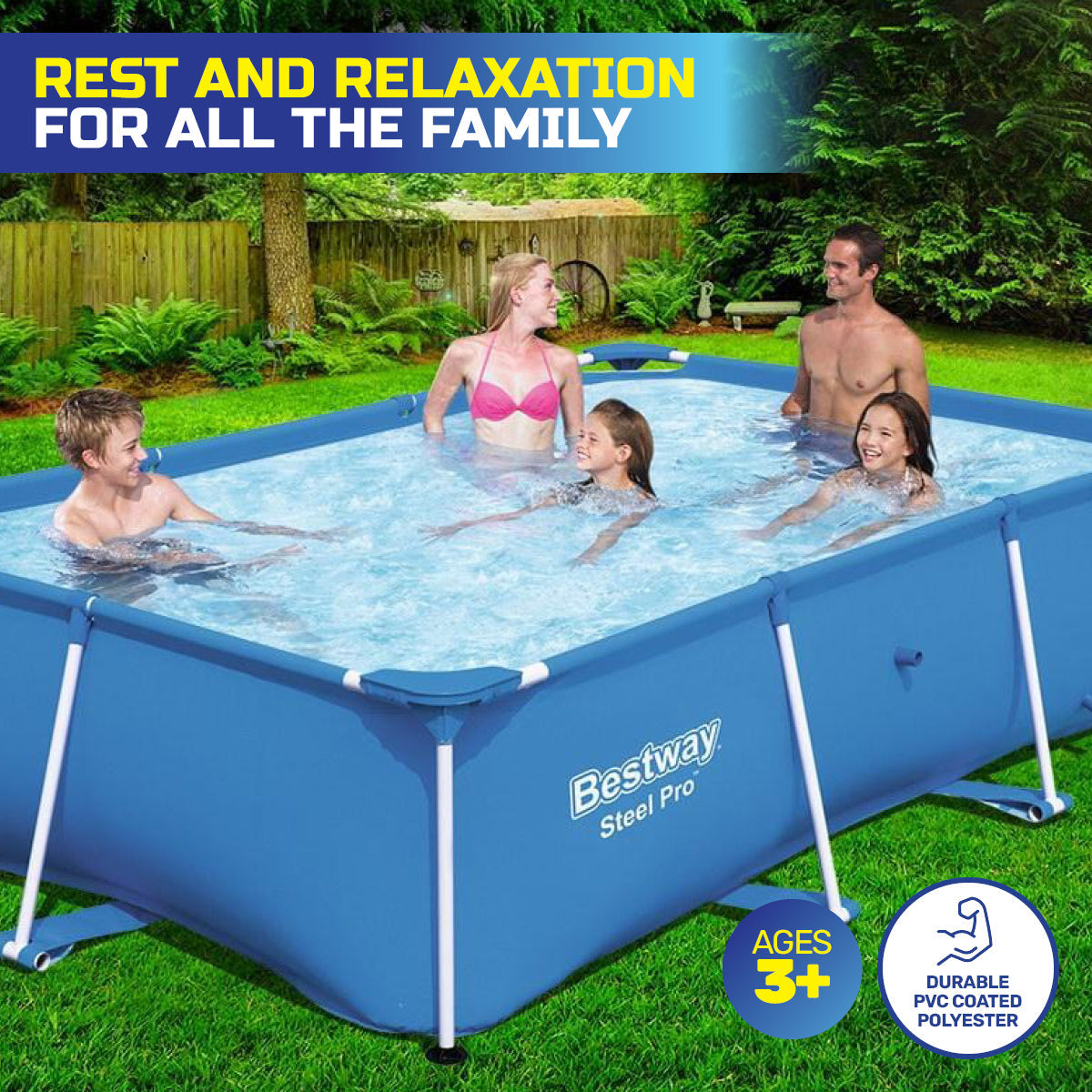 Bestway 2.6m x 1.7m Above Ground Pool High Gauge PVC Construction 2300 Litre ShopFrenzy