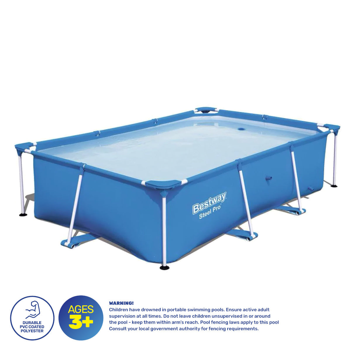 Bestway 2.6m x 1.7m Above Ground Pool High Gauge PVC Construction 2300 Litre ShopFrenzy