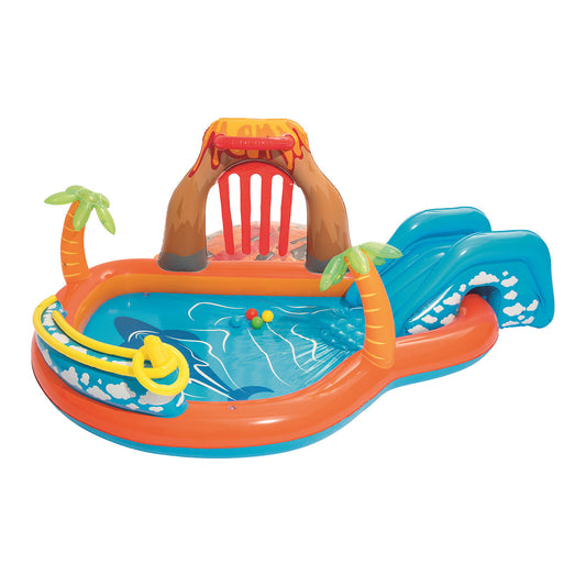 Bestway 2.7m x 1m Inflatable Lava Lagoon Water Fun Park Pool With Slide 208L ShopFrenzy