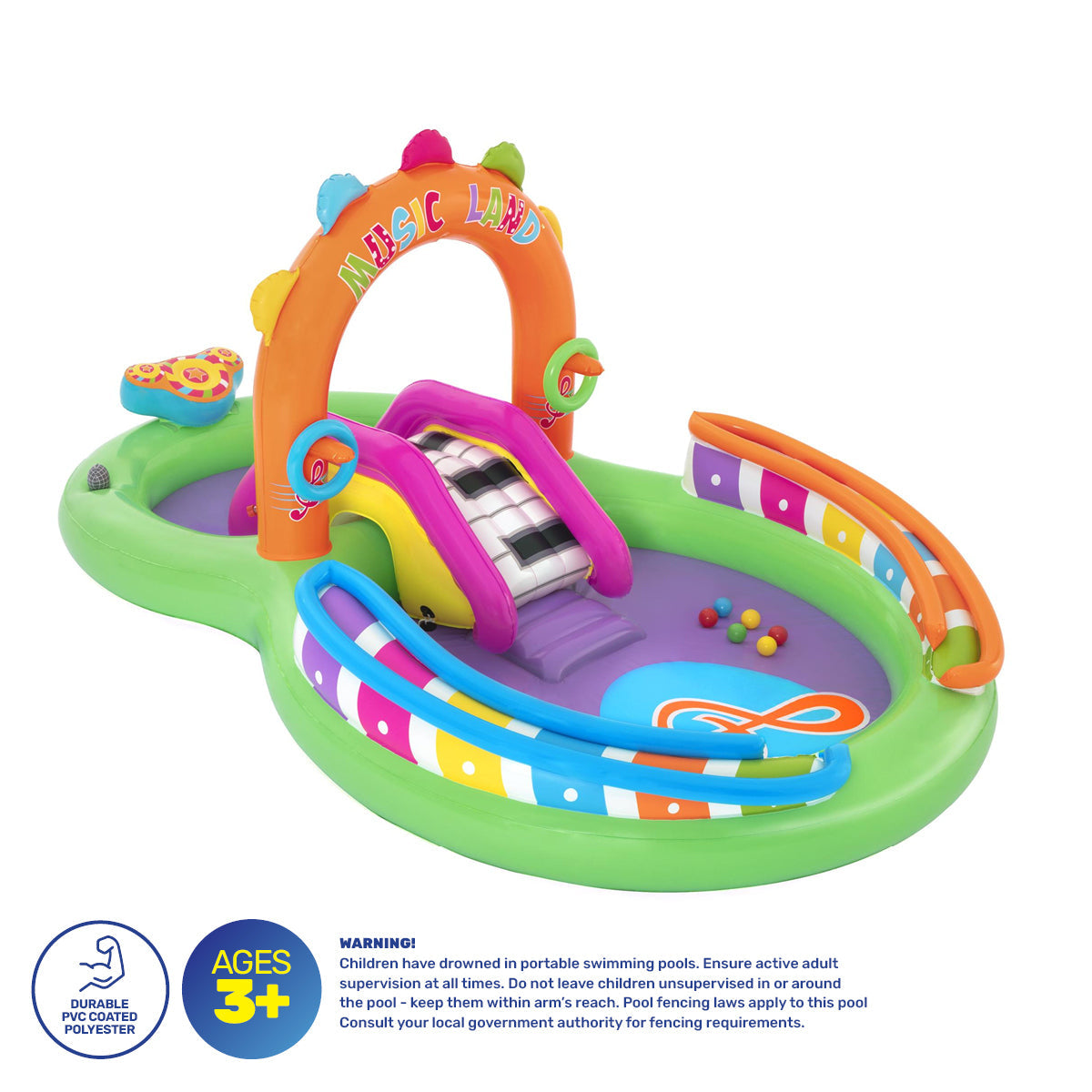 Bestway 3m x 1.9m Inflatable Sing & Splash Water Fun Park Pool & Slide 349L ShopFrenzy