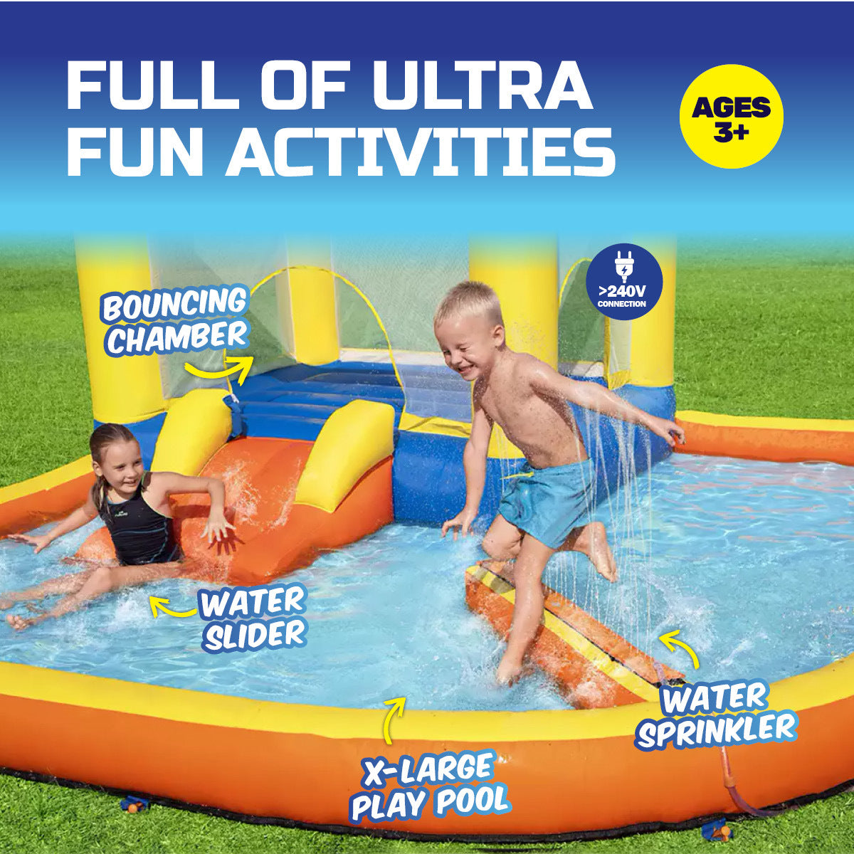 Bestway H2OGO! Bounce Water Park Inflatable Pool Slide w Electric Blower ShopFrenzy