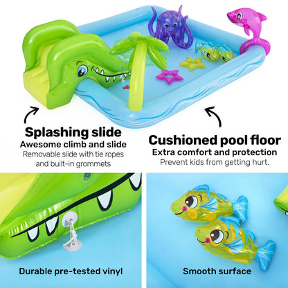 Bestway Inflatable Aquarium Mini Water Fun Park Pool With Slide 308L ShopFrenzy