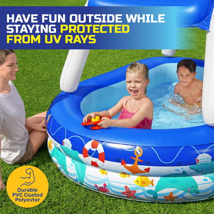 Bestway Inflatable Pool Removable Canopy Boat Design Ocean Themed 282L ShopFrenzy