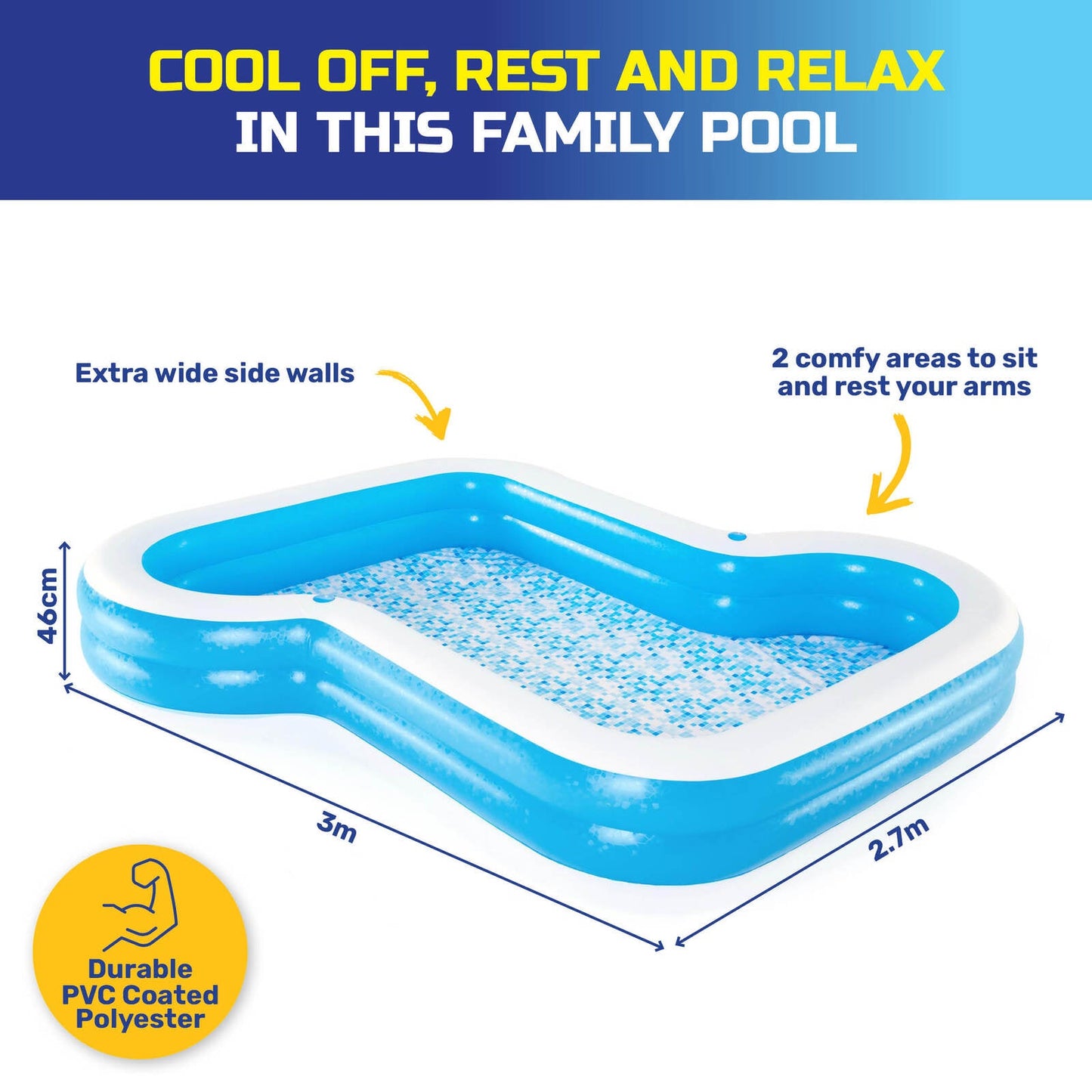 Bestway Inflatable Sunsational Family Pool Mosaic Printed Base 1207L ShopFrenzy