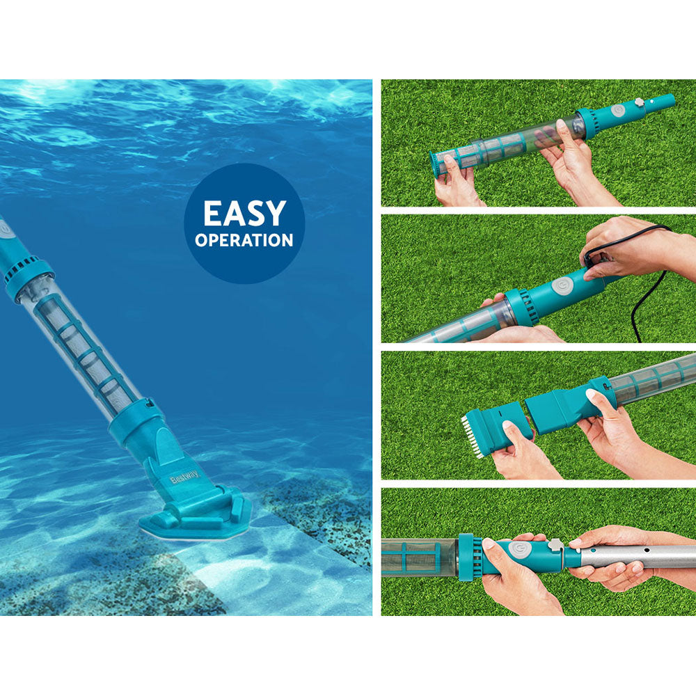 Bestway Pool Cleaner Cordless with Pole Swimming Pool Automatic Vacuum 2.5M ShopFrenzy