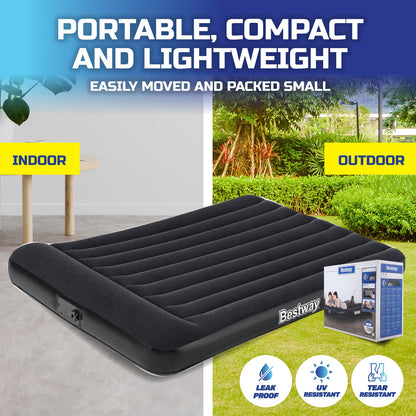 Bestway Queen Inflatable Air Bed Tritech Built-In Pump Heavy Duty ShopFrenzy