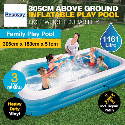 Bestway Swimming Pool Above Ground Inflatable Family Fun 305cm x 183cm x 51cm ShopFrenzy