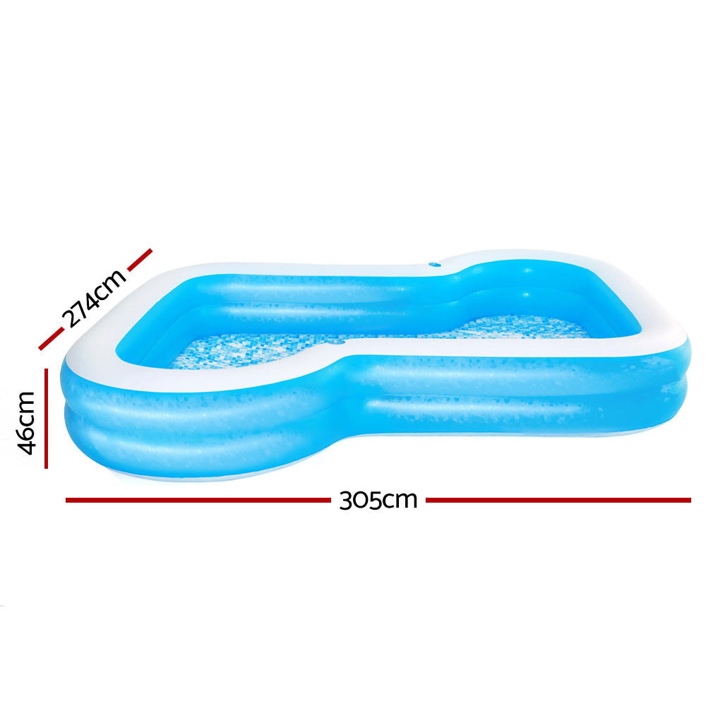 Bestway Swimming Pool Kids Above Ground Inflatable Rectangular Family 3M Pools ShopFrenzy