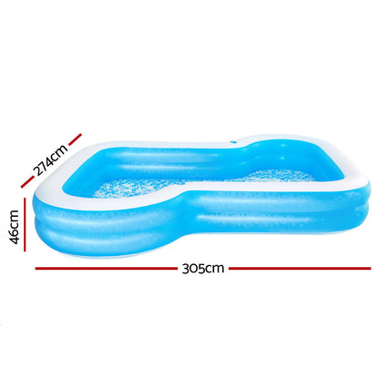 Bestway Swimming Pool Kids Above Ground Inflatable Rectangular Family 3M Pools ShopFrenzy