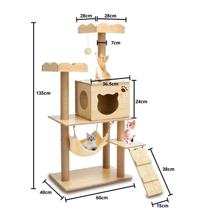 Cat Tree (120cm / 135cm Wood) - PT-CT-132-RN / PT-CT-132-MM ShopFrenzy