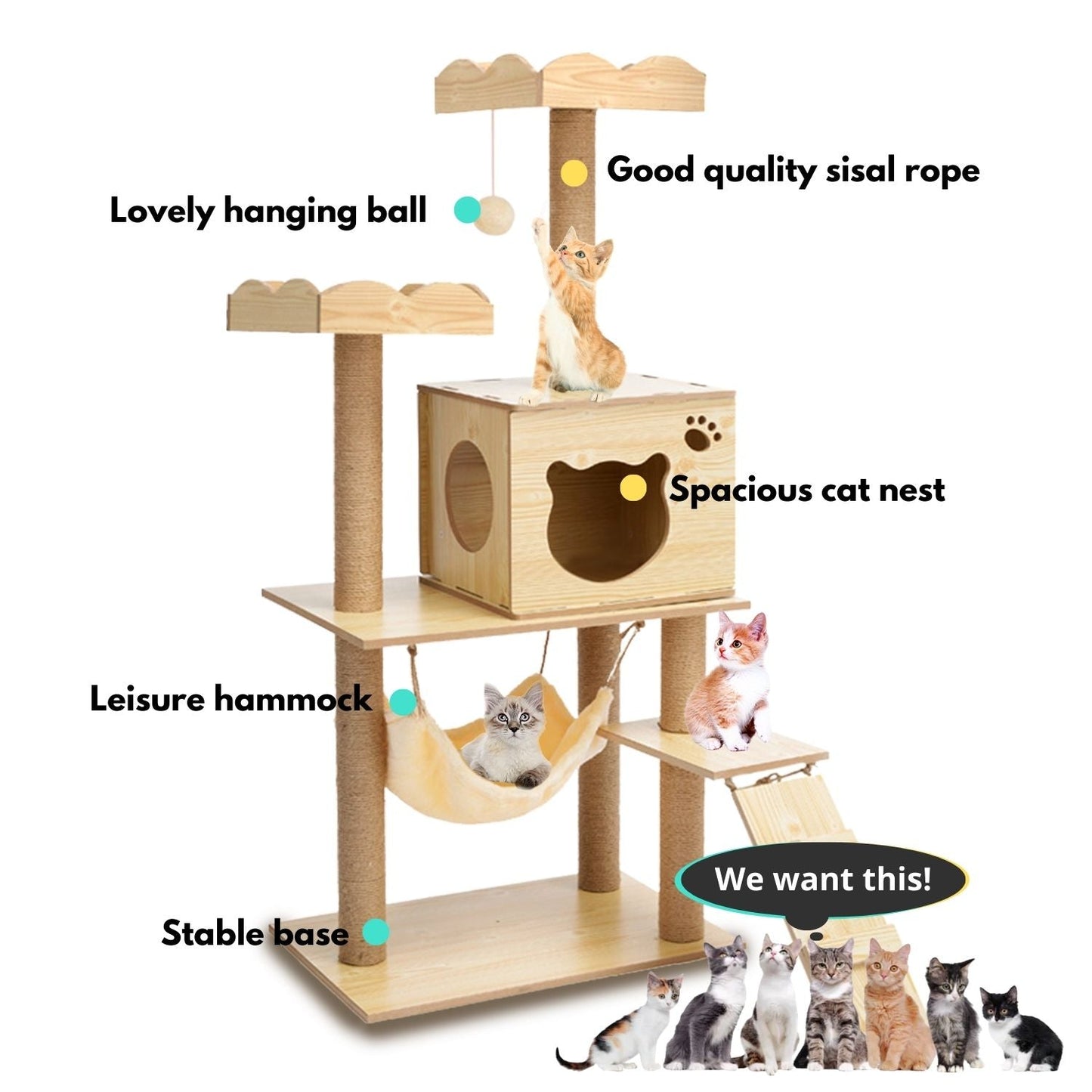 Cat Tree (120cm / 135cm Wood) - PT-CT-132-RN / PT-CT-132-MM ShopFrenzy