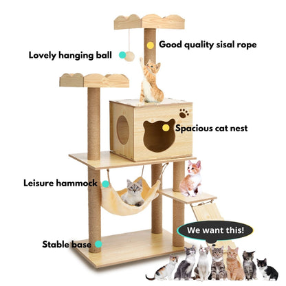 Cat Tree (120cm / 135cm Wood) - PT-CT-132-RN / PT-CT-132-MM ShopFrenzy