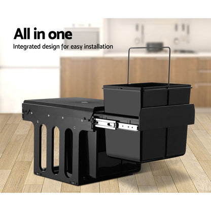 Cefito 2x15L Pull Out Bin - Black ShopFrenzy