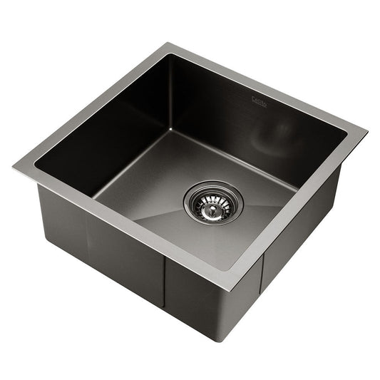 Cefito 44cm x 44cm Stainless Steel Kitchen Sink Under/Top/Flush Mount Black ShopFrenzy