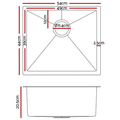 Cefito 54cm x 44cm Stainless Steel Kitchen Sink Under/Top/Flush Mount Black ShopFrenzy