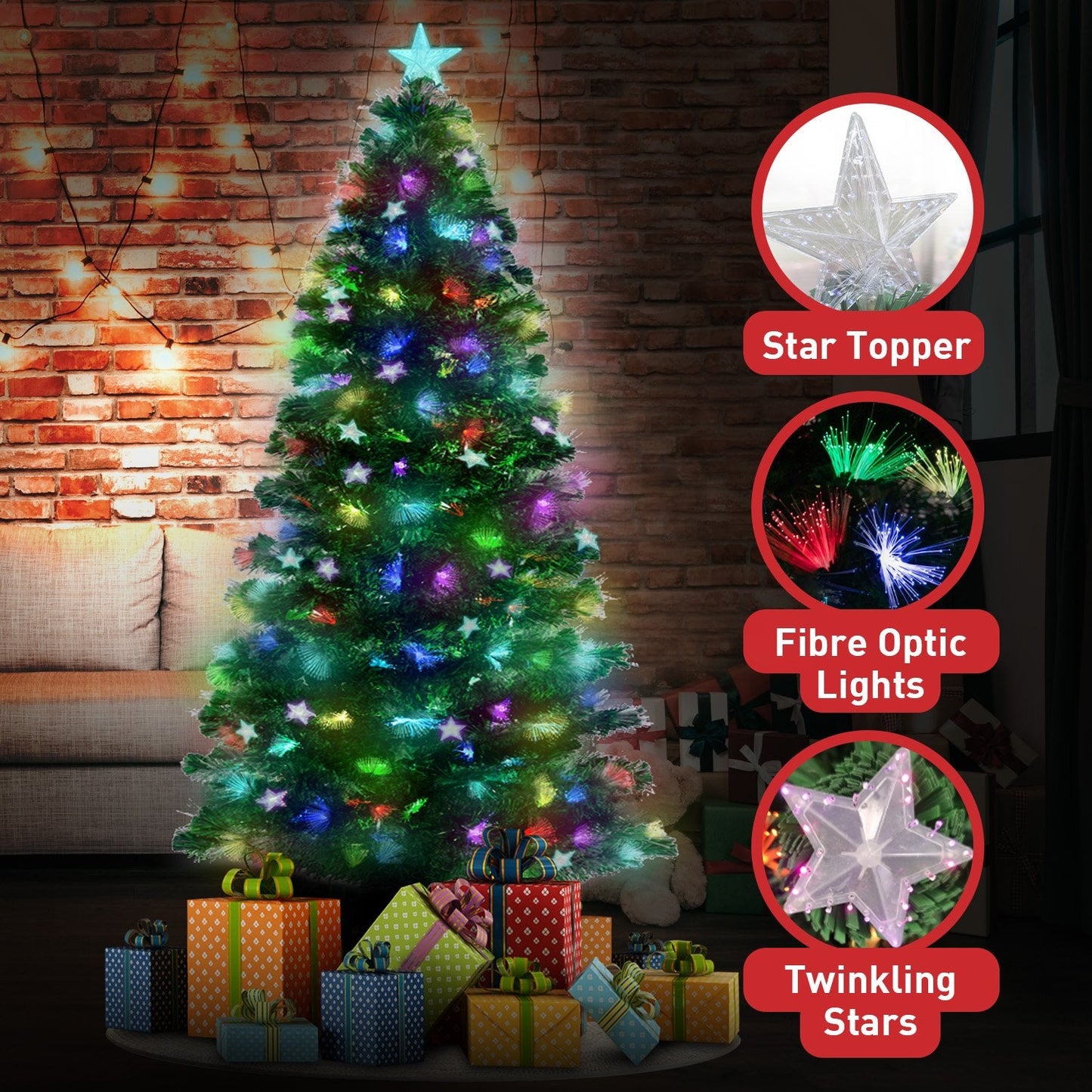 Christabelle 1.2m Enchanted Pre Lit Fibre Optic Christmas Tree Stars Xmas Decor ShopFrenzy