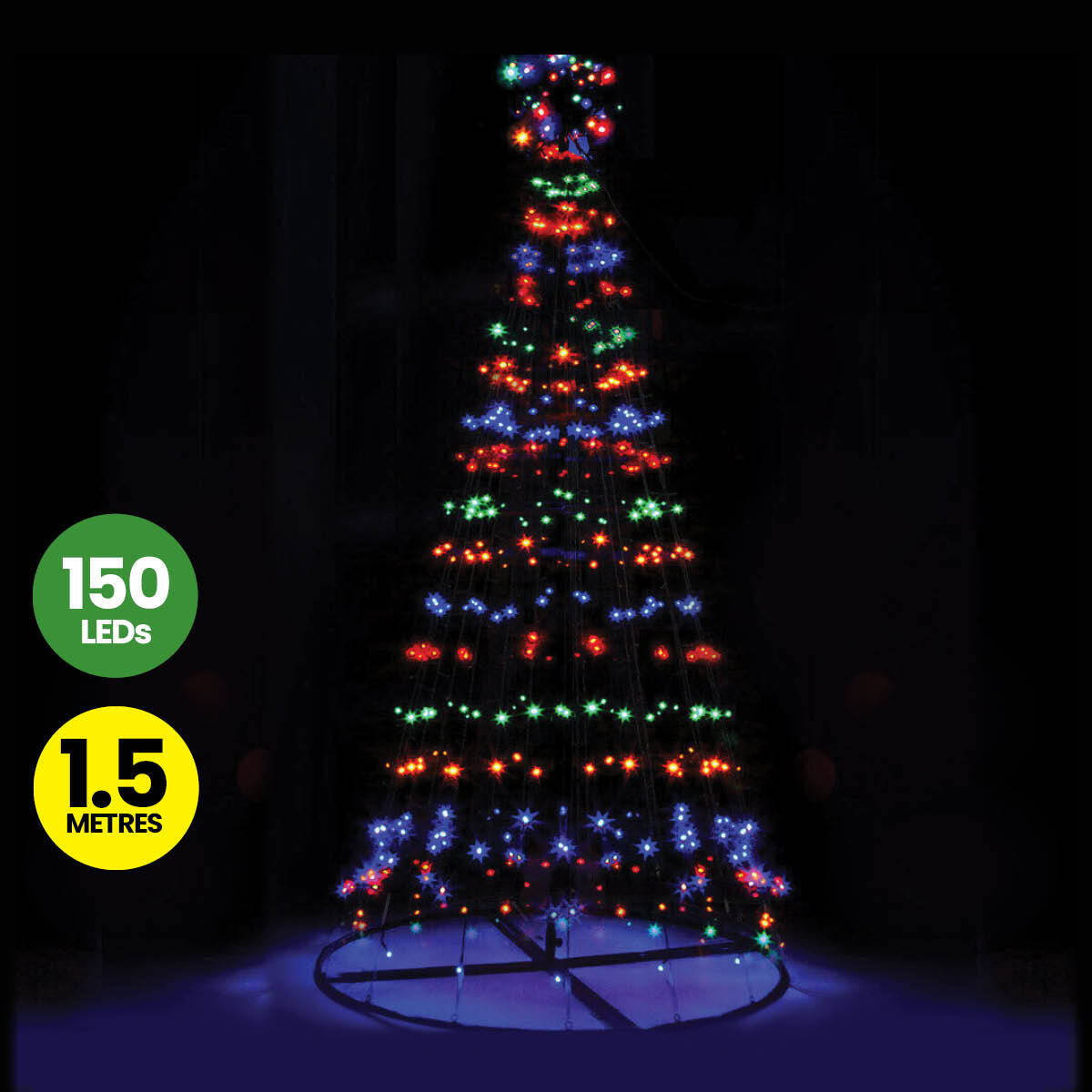 Christmas By Sas 1.5m Solar Powered Tree With Star Metal Frame 150 LED Bulbs ShopFrenzy