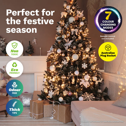 Christmas By Sas 1.8m Fibre Optic/LED Christmas Tree 210 Tips Multicolour Star & Ornaments ShopFrenzy