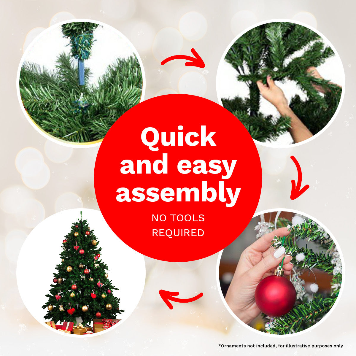 Christmas By Sas 1.8m Pine Christmas Tree 550 Tips Full Figured Easy Assembly ShopFrenzy