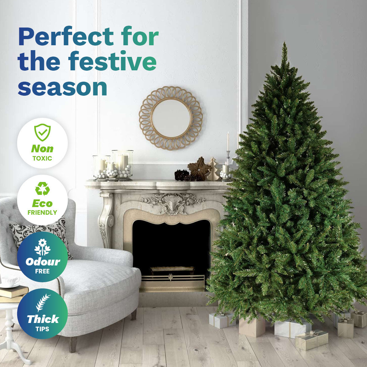 Christmas By Sas 1.8m Pine Christmas Tree 550 Tips Full Figured Easy Assembly ShopFrenzy