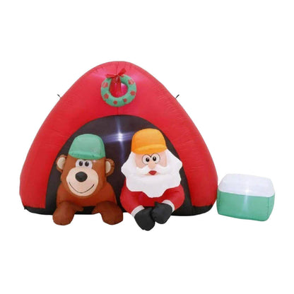 Christmas By Sas 1.8m Santa & Bear Camping Built-In Blower LED Lighting ShopFrenzy