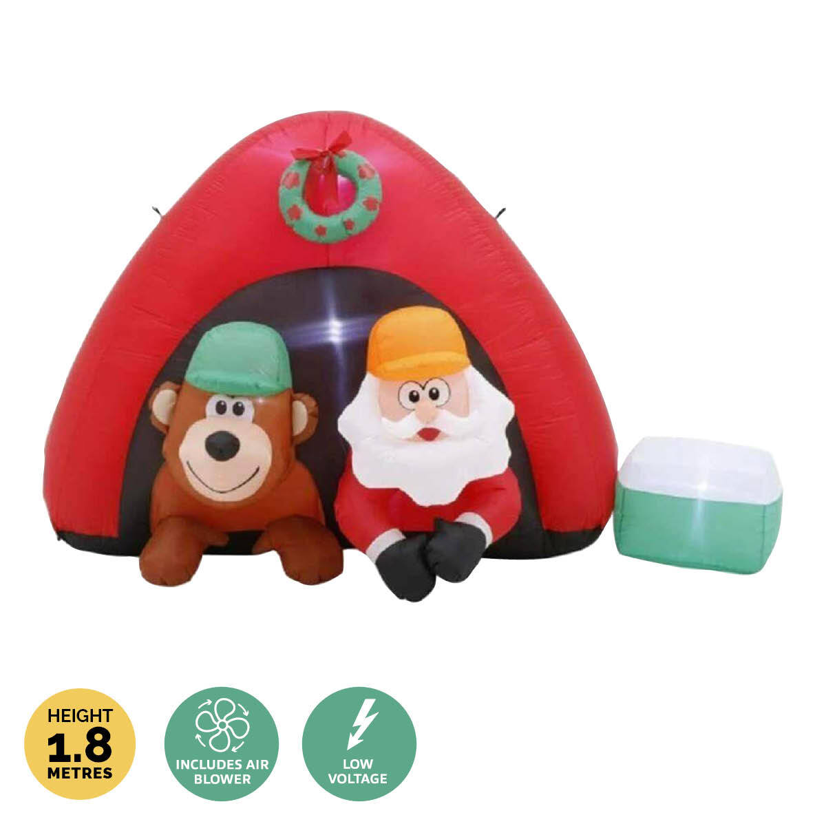 Christmas By Sas 1.8m Santa & Bear Camping Built-In Blower LED Lighting ShopFrenzy