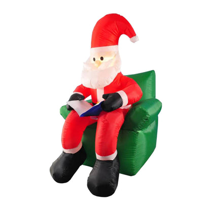 Christmas By Sas 1.9m Santa & His Reading Chair Self Inflating LED Lighting ShopFrenzy