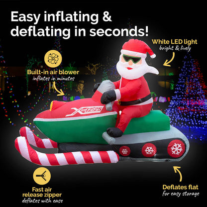 Christmas By Sas 3.65m Santa & Jet Ski Built-In Blower Bright LED Lighting ShopFrenzy