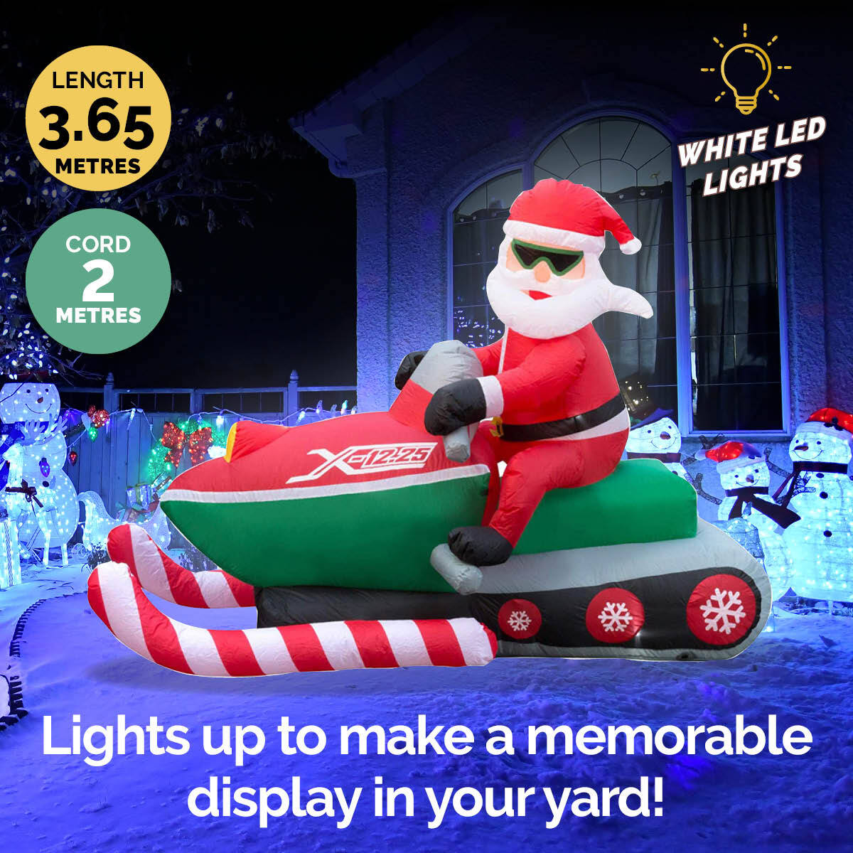 Christmas By Sas 3.65m Santa & Jet Ski Built-In Blower Bright LED Lighting ShopFrenzy