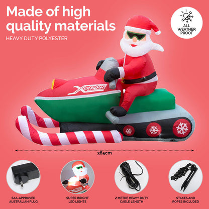 Christmas By Sas 3.65m Santa & Jet Ski Built-In Blower Bright LED Lighting ShopFrenzy