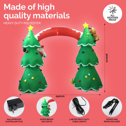 Christmas By Sas 3m x 2.4m Christmas Tree Arch Self Inflating LED Lights ShopFrenzy