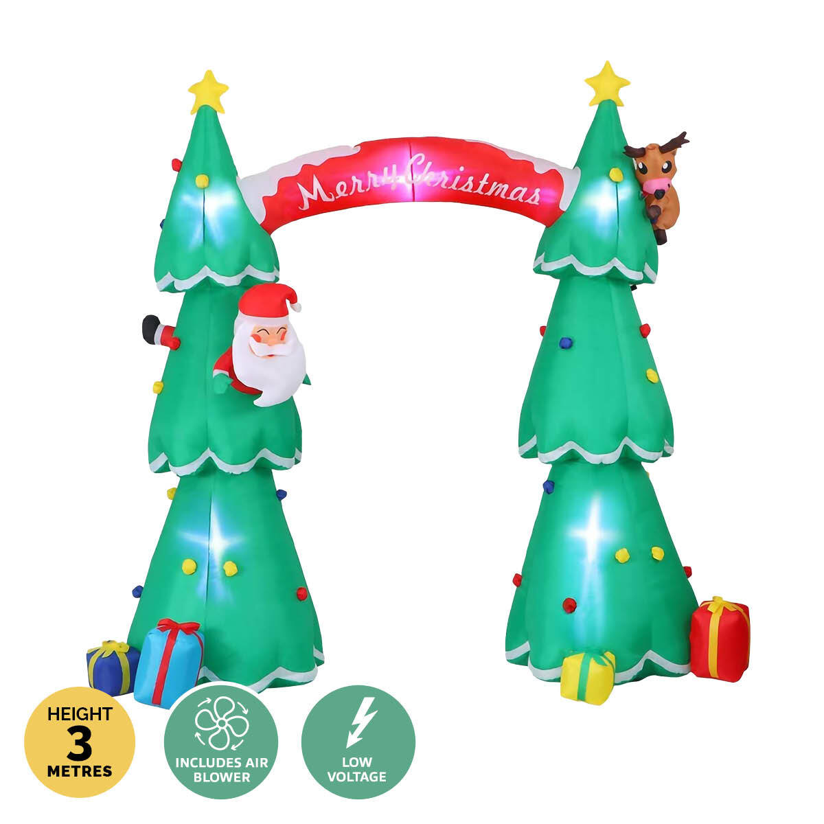 Christmas By Sas 3m x 2.4m Christmas Tree Arch Self Inflating LED Lights ShopFrenzy