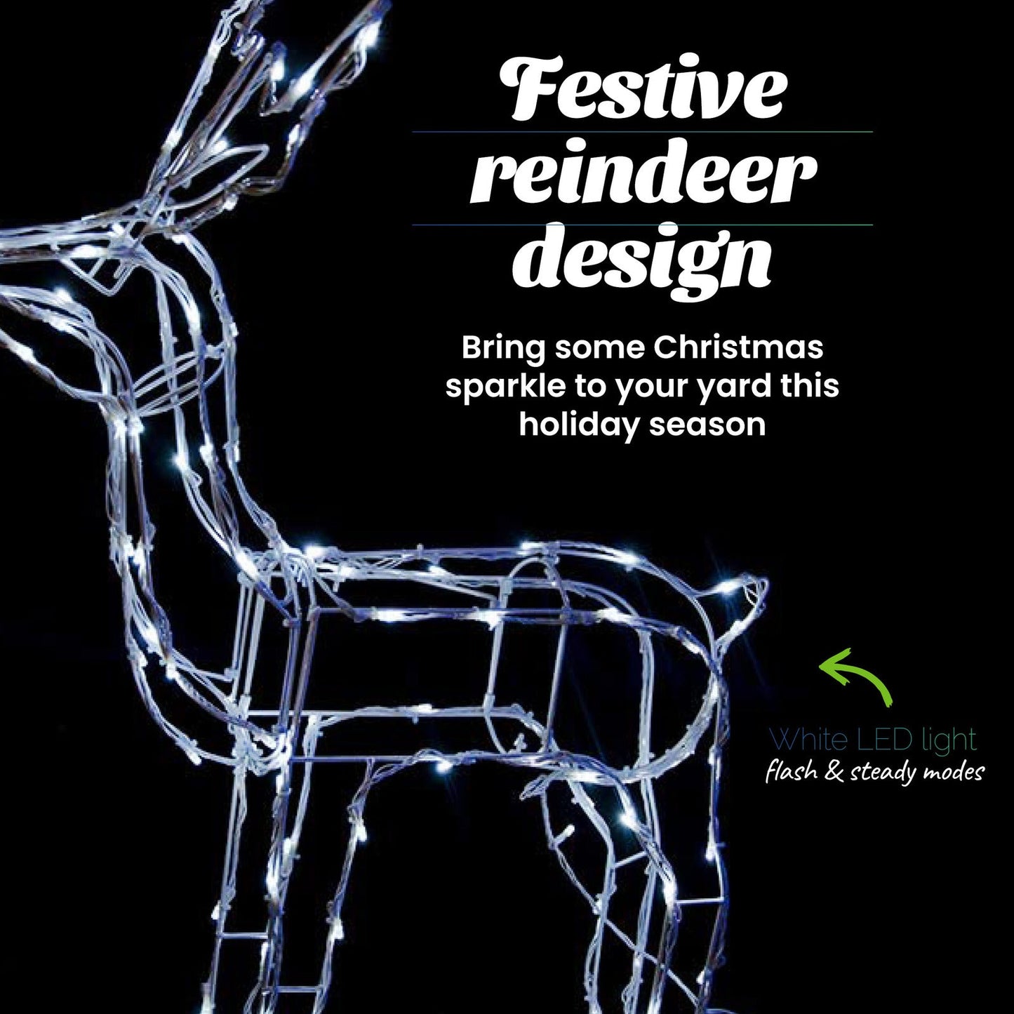 Christmas By Sas 55cm Reindeer Rope Light Solar LED Cool White Auto Sensor ShopFrenzy