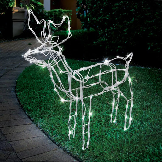 Christmas By Sas 55cm Reindeer Rope Light Solar LED Cool White Auto Sensor ShopFrenzy