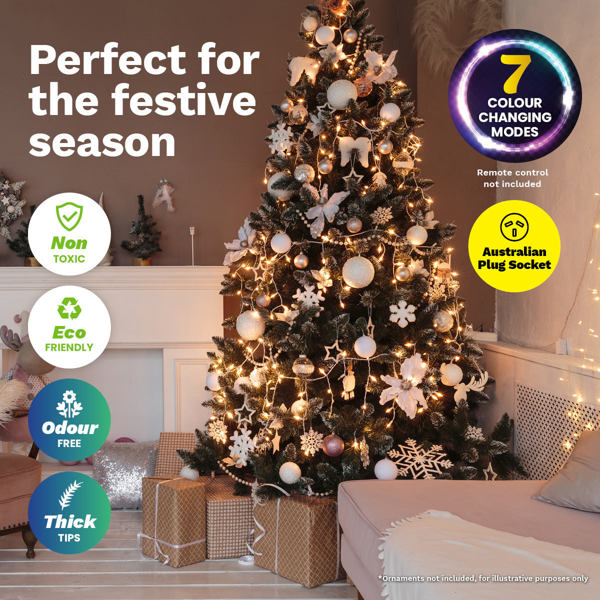 Christmas By Sas 90cm Fibre Optic/LED Christmas Tree 90 Tips Multicolour Star & Ornaments ShopFrenzy