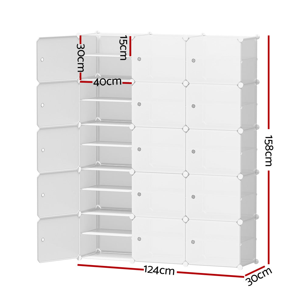 Artiss Shoe Box Rack DIY 15 Storage Cube Stackable White