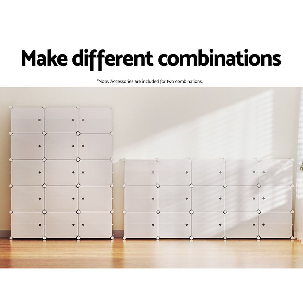 Artiss Shoe Box Rack DIY 15 Storage Cube Stackable White